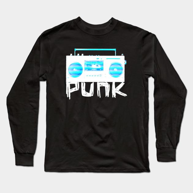 Punk Music Radio for Punk Rocker Long Sleeve T-Shirt by badlydrawnbabe